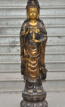 

chinese buddhism Joss bronze gilt guanyin kwanyin bodhisattva statue Sculpture