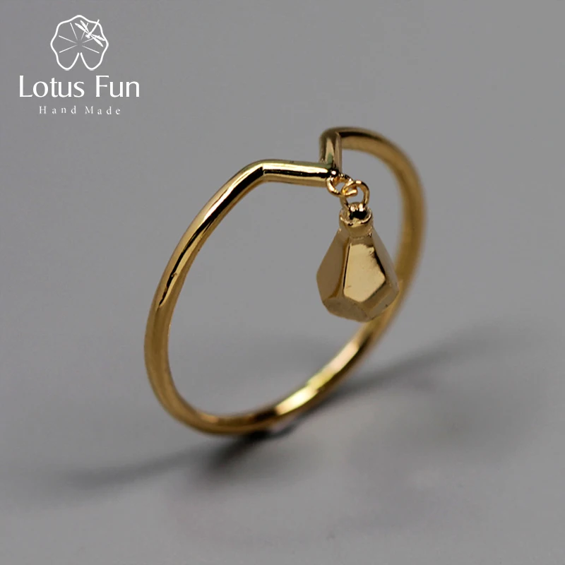 

Lotus Fun Real 925 Sterling Silver Handmade Fine Jewelry Minimalist Style Creative Design Light Bulb Rings For Women