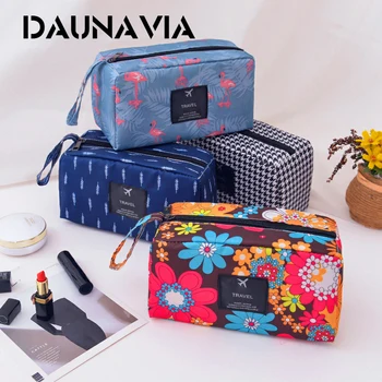

DAUNAVIA Cosmetic Bags for women Waterproof print wash bags ladies designer fashion Make up Bag Cosmetic storage bag for Travel
