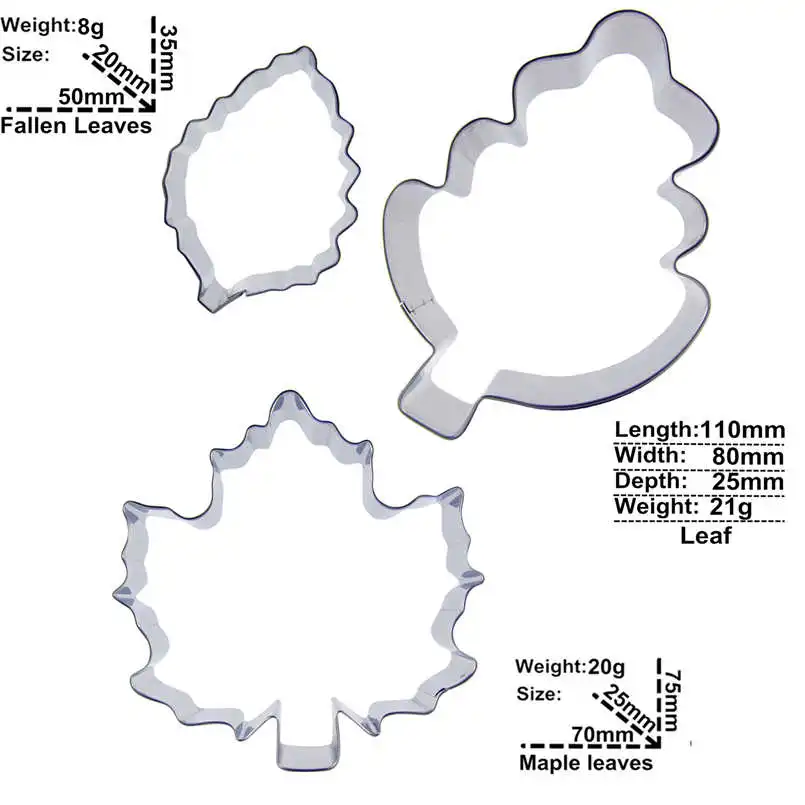 Форма листа 3 шт бисквитные режущие формы, овощерезка, инструменты для выпечки, украшения торта мягкие инструменты для изготовления конфет