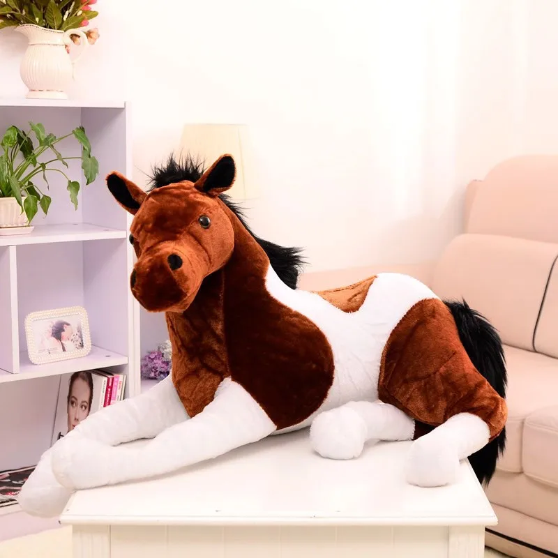 Simulation Animal Horse Plush Toy Stuffed Soft Prone Horse Doll Birthday Gifts 