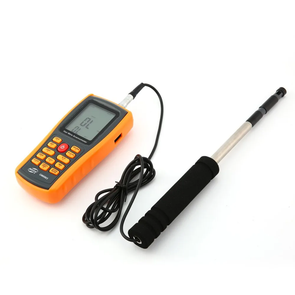 

Wind Speed Flow Tester GM8903 Portable Hot Wire Digital Anemometer 0~30m/s Air Temperature Meter 0~45C