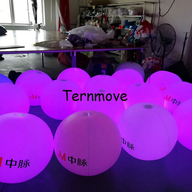 

Hanging Inflatable Balloons Rechargeable battery led beach ball remote control color changing giant led balloon