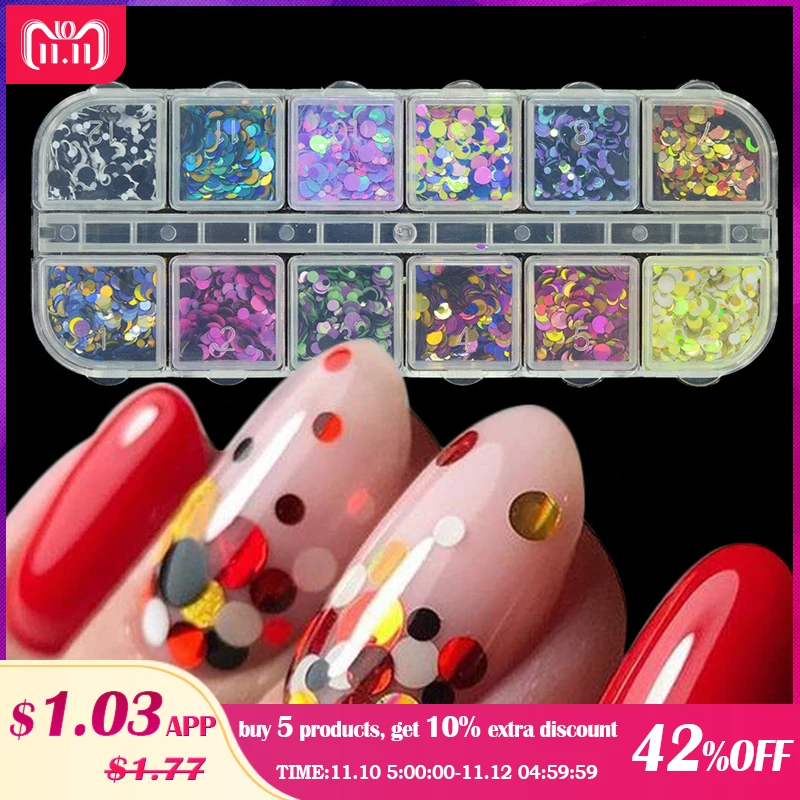 1 Set Mixed Color 3D Ultrathin Sequins Nail Glitter Flakes 1/2/3mm Sparkly DIY Tips Dazzling Paillette Nail Art Decorations TRP
