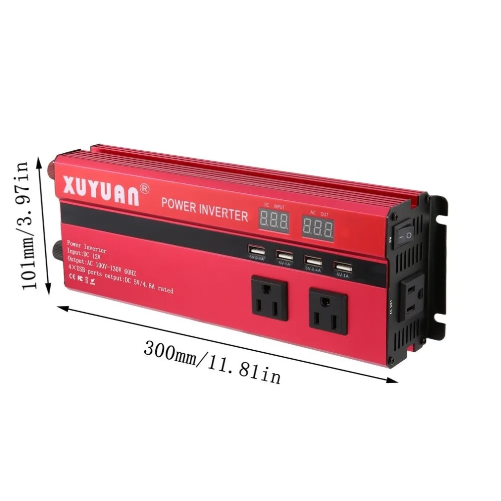 Профессиональный 6000 Вт Мощность инвертор DC 12V к переменному току 110V Светодиодный