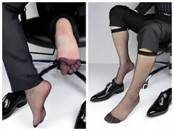 Модные мужские деловые носки гей ультра-прозрачные носки Длинные визуальные мужские костюмы носки формальный стиль мужские нейлоновые