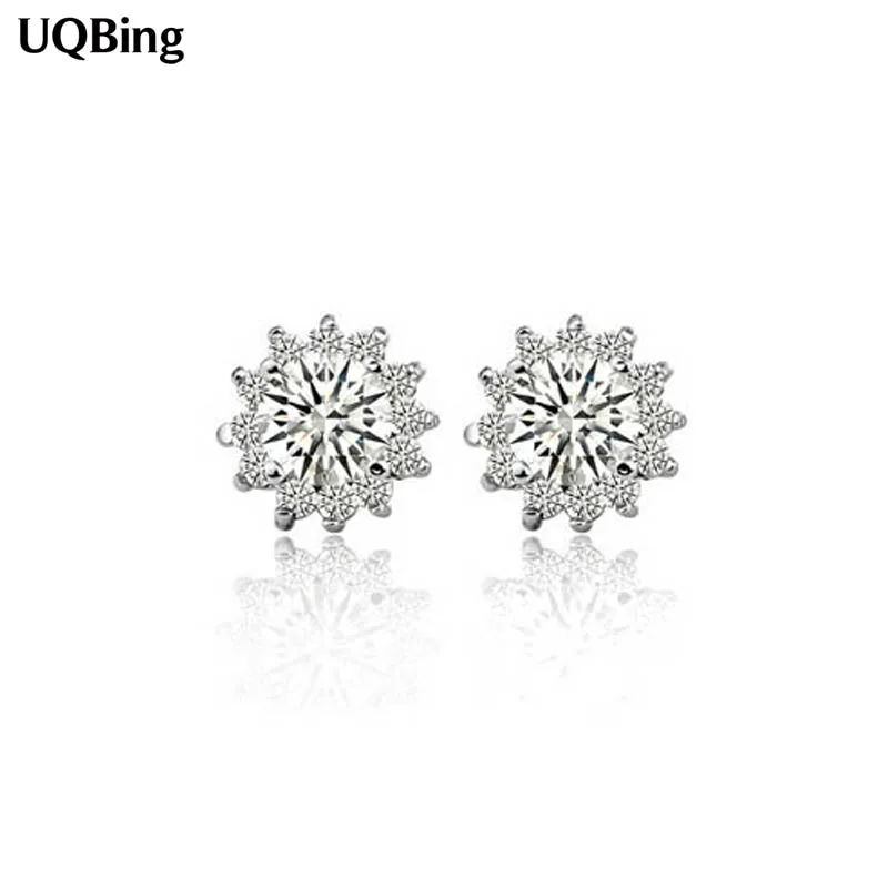 

Wholesale 925 Sterling Silver Stud Earrings Fashion Women Silver Crystal Earrings Brincos Pendientes de plata