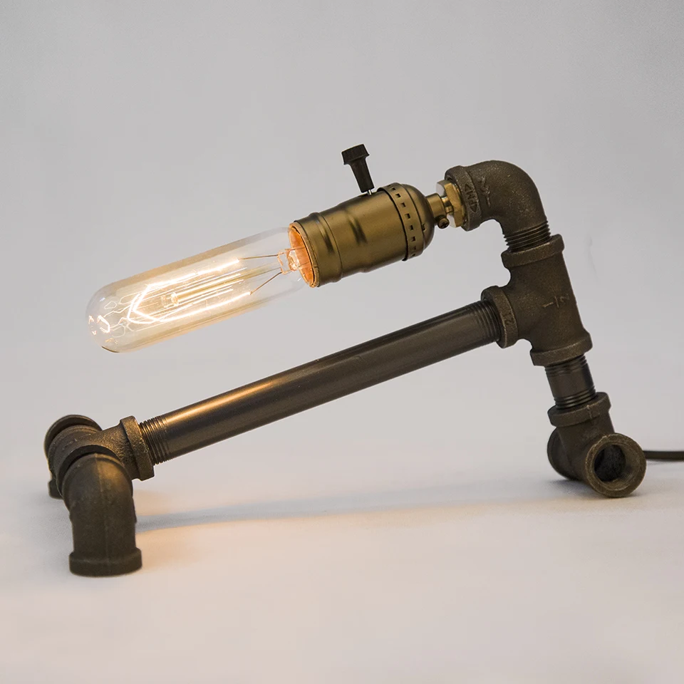 Винтаж Edison ЛАМПЫ, настольные лампы черный базы железа водопровод Настольная лампа освещения