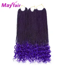 MAYFAIR 3packs 18 дюймов конце вьющиеся крючком волосы 100 г Сенегальский крутить волосы крючком Ombre синтетические плетения волос фиолетовый