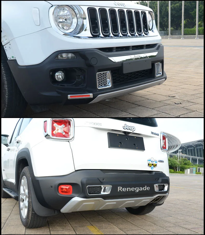 Подходит для Jeep Renegade- OEM Передний+ задний бампер диффузор бамперы защита для губ противоскользящая пластина ABS Хромированная 2PES
