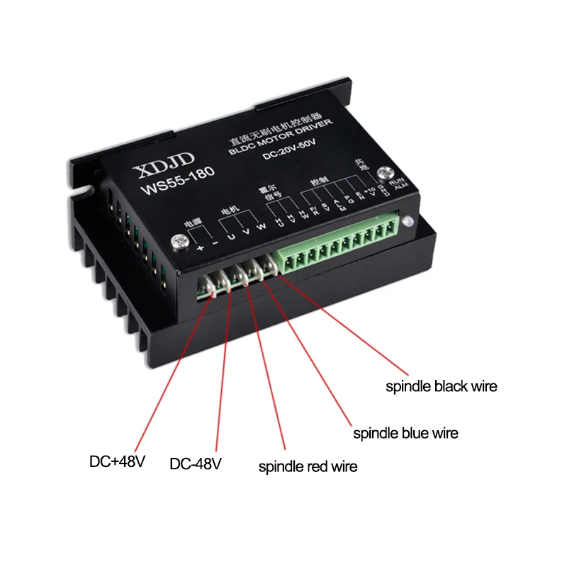Daedalus бесщеточный шпиндель комплект 400 Вт DC 48 В с воздушным охлаждением мотор шпинделя WS55-180 драйвер 55 мм зажим 12000 об/мин для фрезерного станка токарный станок