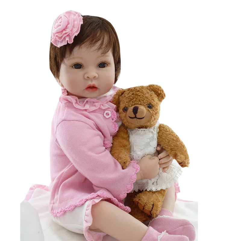 

22" New Silicone vinyl adora Lifelike toddler Baby Bonecas girl kid doll bebe reborn menina de silicone toys for children