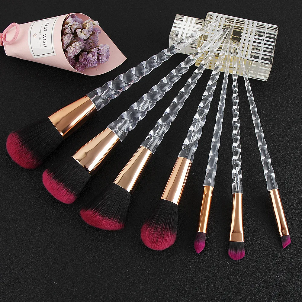 

Crystal Unicorn Makeup Brushes Set Nylon Hair Eyebrow Eyeshadow Powder Brush Rose Golden Portable Make Up Brush Kit Tools