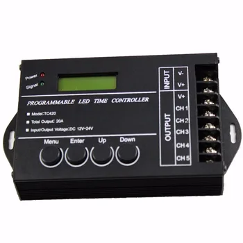 

Programmable Time LED Controller - DC12V 24V 20A 240W Multi-function LED Timer Dimmer Controller for RGBW RGB Dual Color ST173