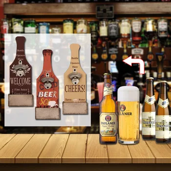 

Retro American style Wooden handicrafts coffee shop bar Creative beer Opener Incorporated Wall Decorations board Small pendant