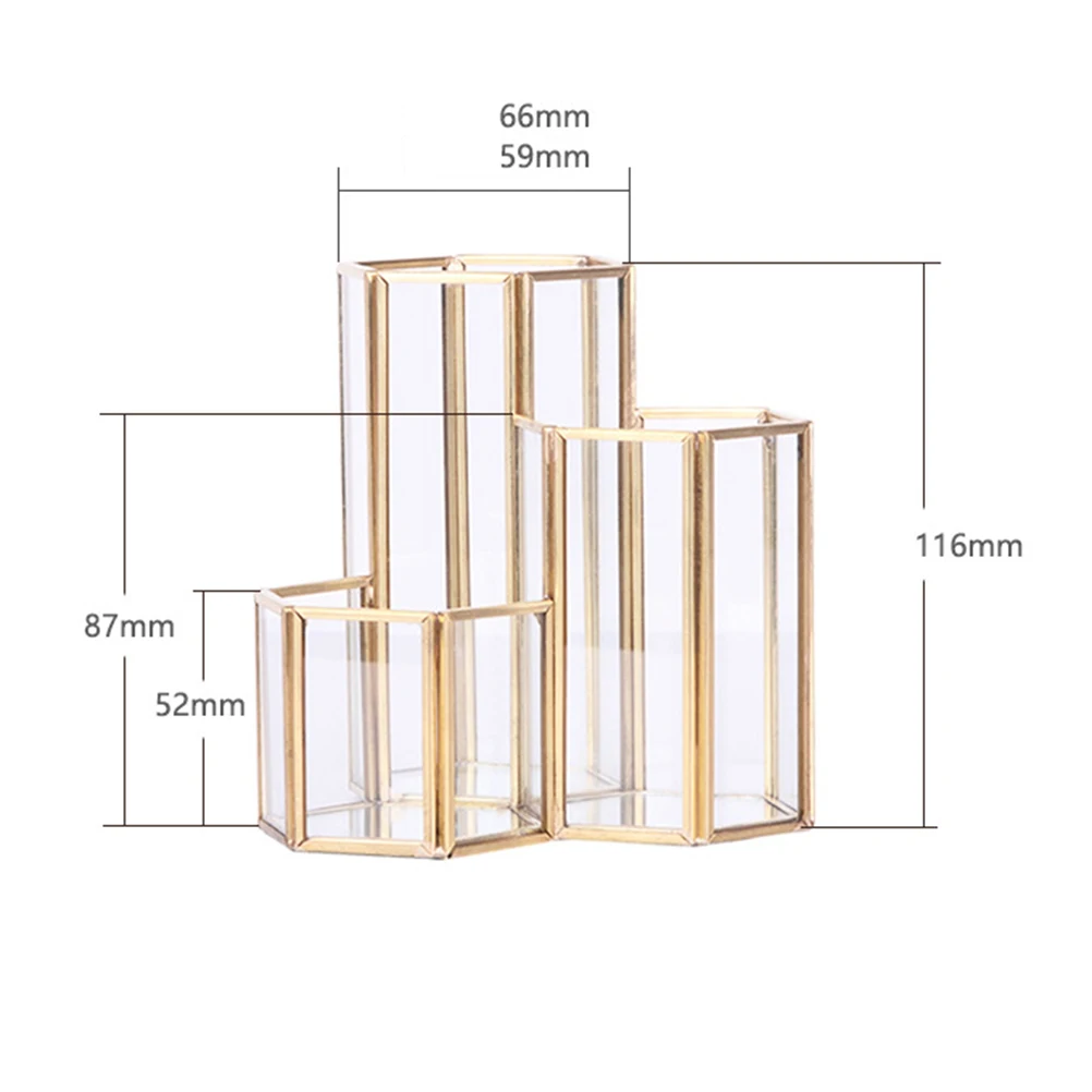 1 шт. Шестигранная медная коробка для макияжа, держатель для ручек для офиса, школы, дома, ластики, канцелярские карандаши для макияжа