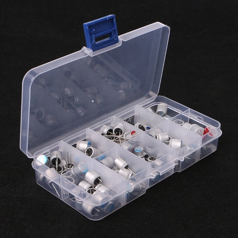 

90 Pcs 10 Values Solid Capacitor Assorted Kits 2.5V-16V 100uF-1500uF with Box Z09 Drop ship