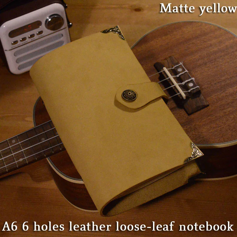 

A6 leather notebook with ring handmade First layer cowhide Loose-leaf notepad daily Vintage Traveler Journey Cover Birthday Gift