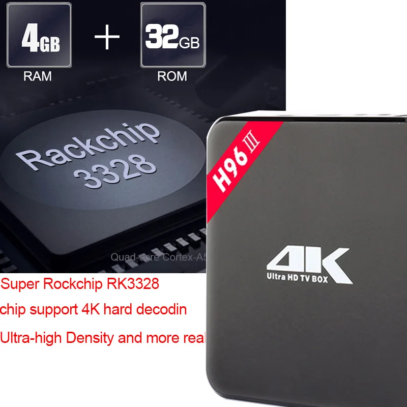 Xinways H96 pro plus RK3328 ТВ коробка III Android 7 1 4 г/32 г Smart к четырехъядерный HDR фильм приставка