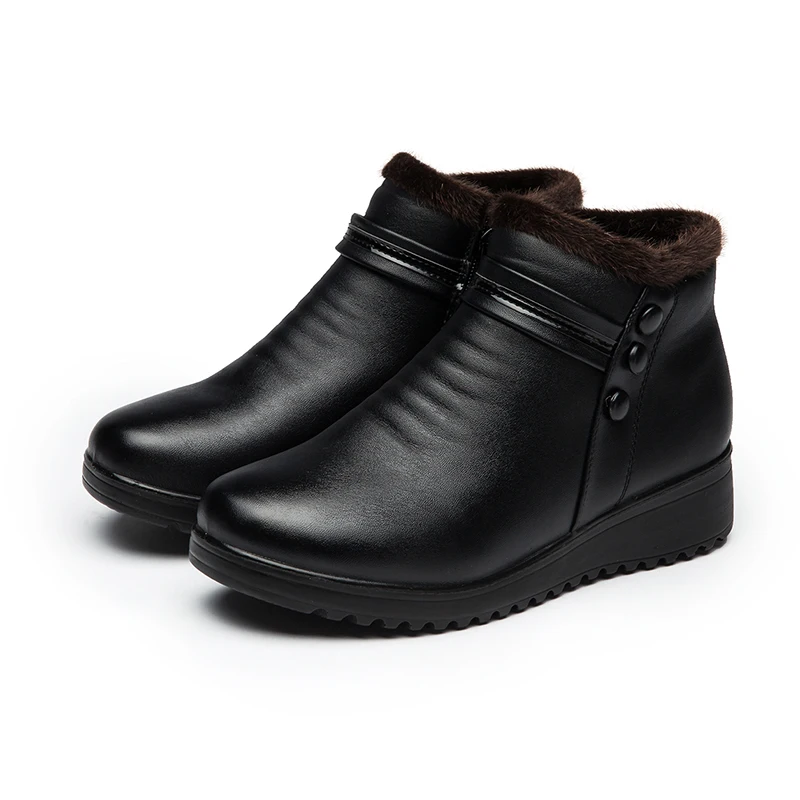 GKTINOO-Botas de cuero cálidas para mujer, botines con cuña de felpa, talla grande 35-41, para otoño e invierno, 2024