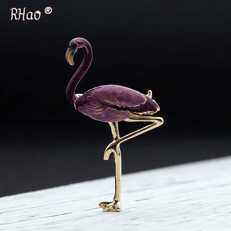 

New Design Alloy purple Red Blue Enamel Flamingo Bird Brooches Women Men's Metal Animal Brooch Pins Banquet Broche Gift Scarf