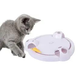 Автоматический вращающийся игровой Прорезыватель для кошек забавный кот интерактивный питомец кошка игрушечная тарелка мыши игрушка для
