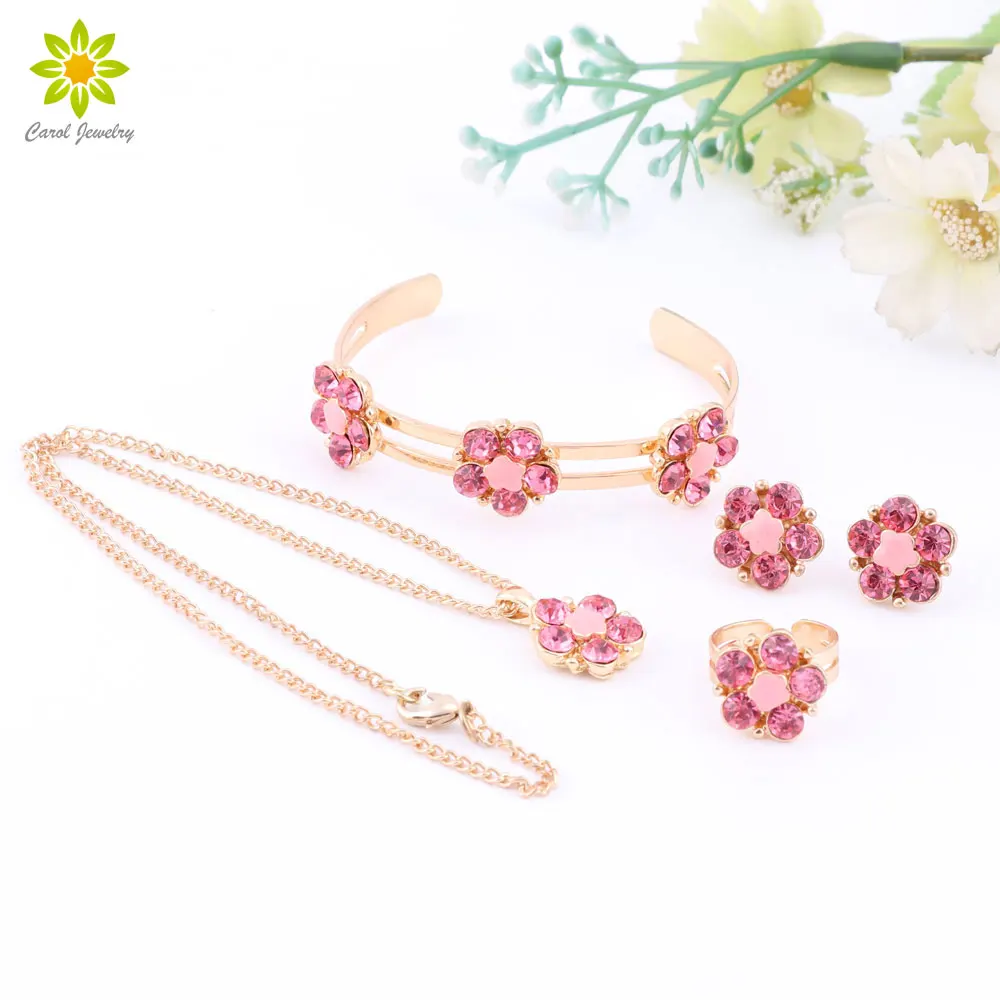 

Best Gift Gold Color Flower Pendant Necklace Earring Set /Children's Gift Jewelry For Kid Baby
