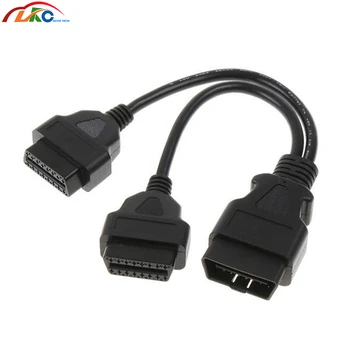 

100pcs/lot DHL OBD 16 Pin OBD 2 Splitter Adapter Extension Cable Male to Dual Female Connector obd2 extended interface line