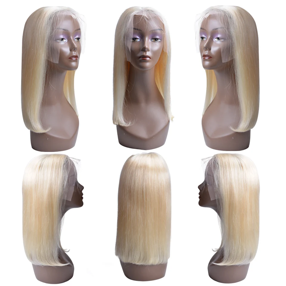 613 блондинка Синтетические волосы на кружеве парик 150% плотность Короткие человеческих волос Парики Бразильский Волосы remy блондинка