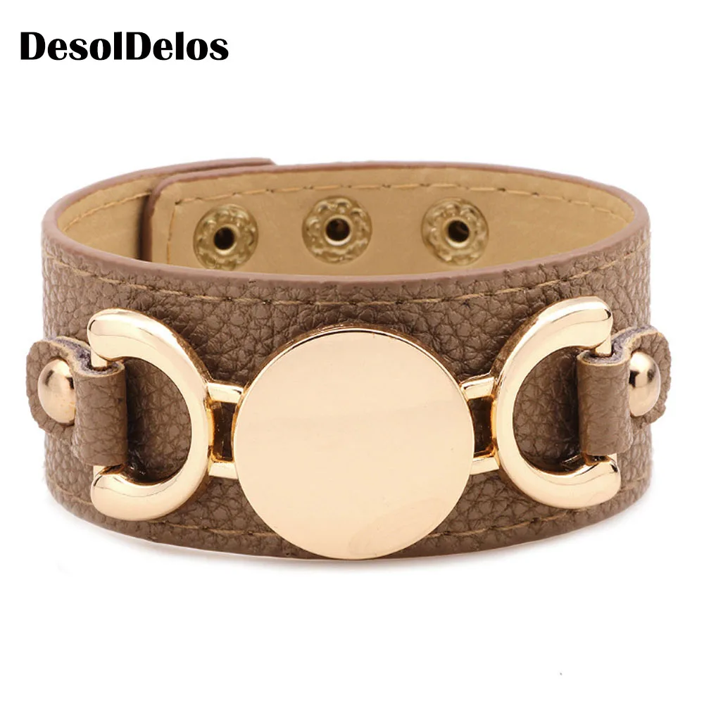 

Monogram Leather Cuff Bracelet Pulseras 3 Row Gold Color Multicolor Leather Bracelet For Women Men 2019 Hot Selling