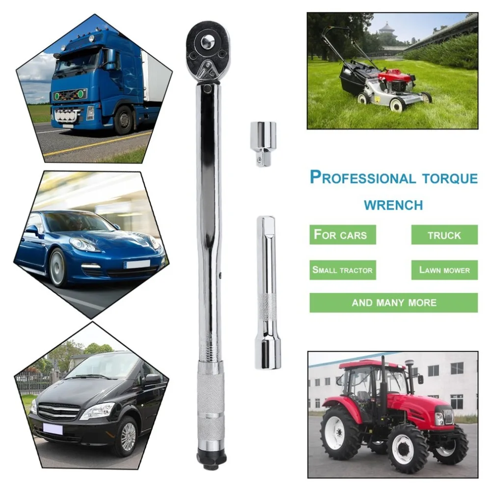 

Hand Tool 1/2 Inch Quick Release Adjustable Torque Wrench Ratchet Wrench 28-210Nm With 125mm Rod 1/2 To 3/8 Joint Head
