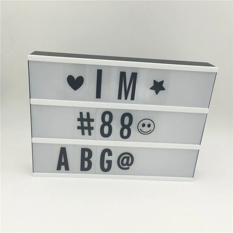 A4 cinema Lightbox, новинка, настольная лампа для дома, вечерние, для праздника, DIY, украшение, Led, 90 шт., черные буквы, от батареи АА, USB, питание