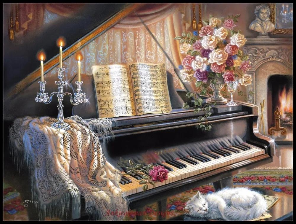 

Embroidery Counted Cross Stitch Kits Needlework - Crafts 14 ct DMC DIY Arts Handmade Decor - Sonata by Firelight