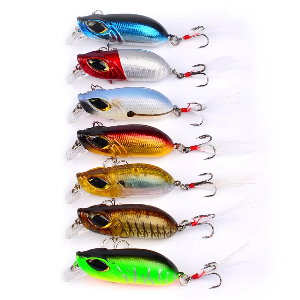 

7PCS/lot Plastic Minnow Fishing Lure Hard Bait 55mm/8g 3D Eyes Boat Trailer Trolling Sea Fishing Isca Artificial Jerkbait Tackle