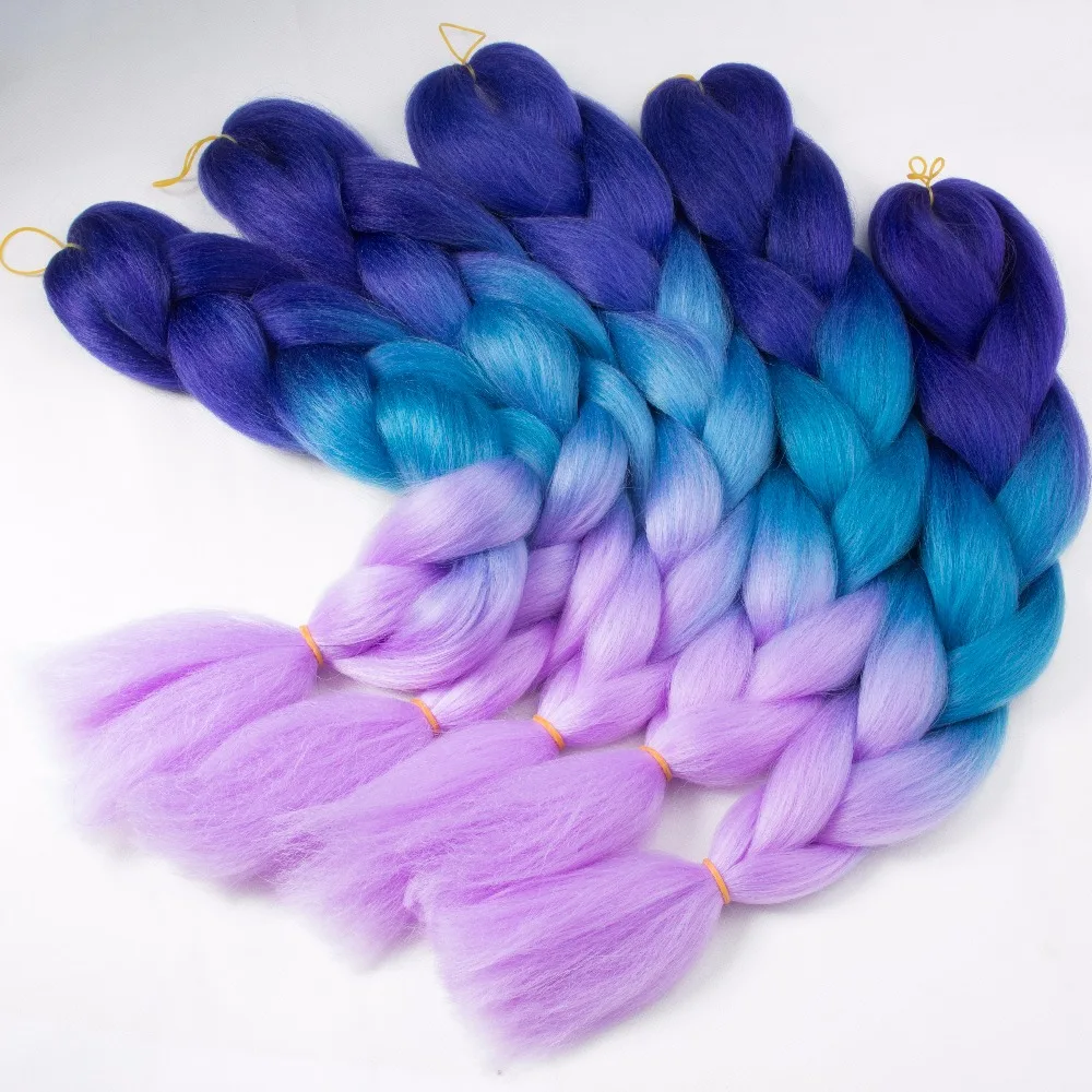 QP волосы плетенные волосы 10 шт 24 ''большие синтетические косы 100 г/шт. Омбре цвет высокий темп ratратурe fiber волосы для наращивания