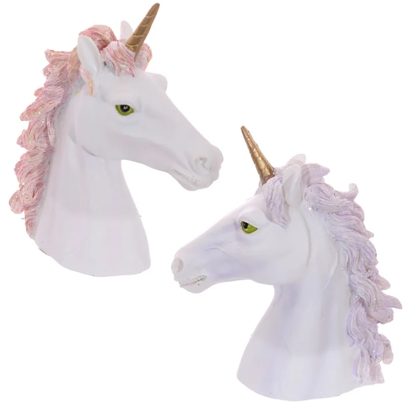 

Set of 2 Unicorn Head Horn Fantasy Unicorn Bust with Glittery Mane Unicorn Gift Party Favour Desktop Decoration Gift For Girls