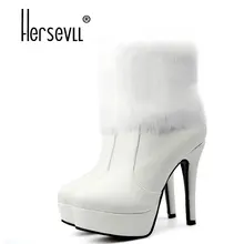

Women Winter Boots 12 Cm Super High Heel Snow Leather Boots Women Winter Boots for Girls PU mid-calf Boot free shipping