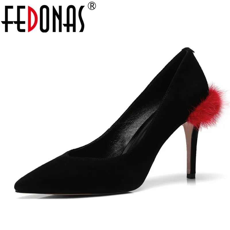 FEDONAS Sexy Women Pointed Toe Pumps Fur Wedding Party Night Club Pumps Ladies High Heeled Suede Shoes Woman New Platfroms Pumps FEDONAS Sexy Women Pointed Toe Pumps Fur Wedding Party Night Club Pumps Ladies High Heeled Suede Shoes Woman New Platfroms Pumps