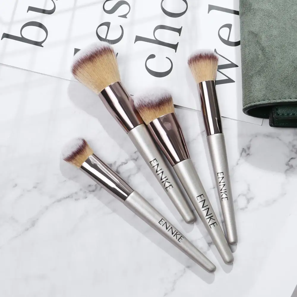 

ENNKE Cosmetic Tools 1/4 Pcs Powder Foundation Flame Head Brush Luxury Champagne Soft Hair Makeup Brushes High Quality