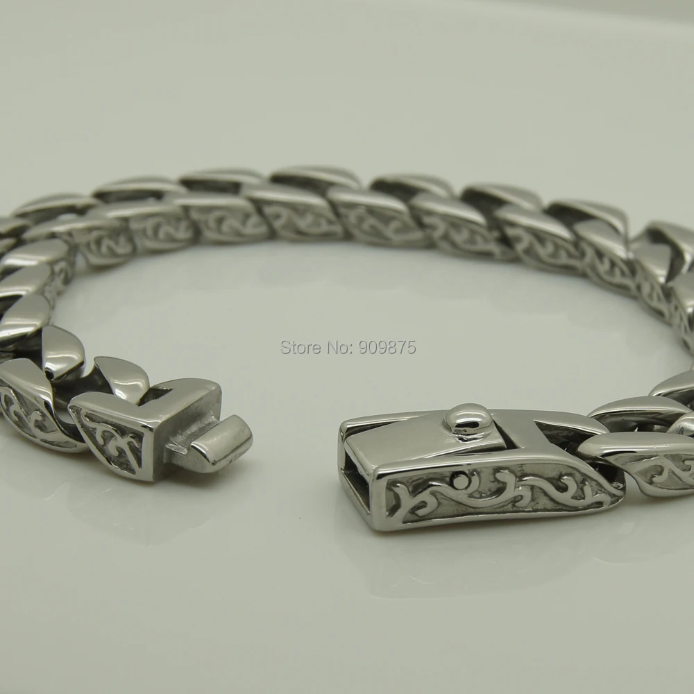 Панк крутой мужской/Мужской боковой волновой узор из нержавеющей стали браслет-цепочка мужские ювелирные браслеты