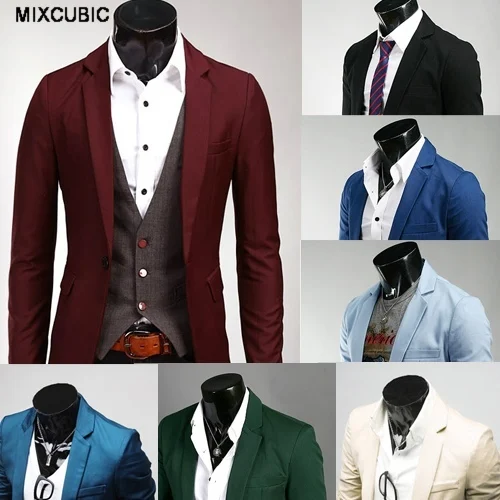 

MIXCUBIC 2017 fashion Autumn winter England style small fresh solid color suit men casual Slim suit for men size M-3XL,8-colors