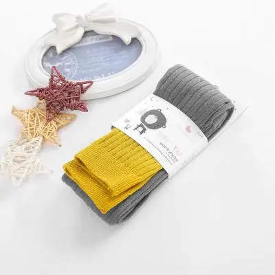 Grey Yellow Новинка года; плотные колготки в Вертикальную Полоску для девочек; очень удобные дышащие детские колготки; 5 цветов; колготки для маленьких девочек; Meia Infantil - Цвет: Grey Yellow