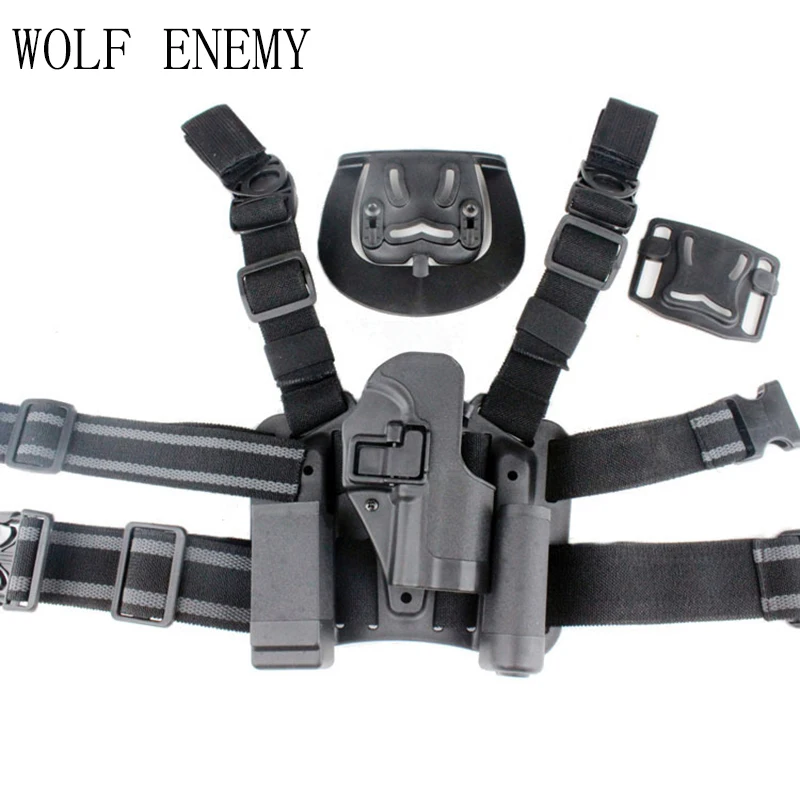 For-HK-USP-Compact-Tactical-Airsoft-Puttee-Drop-Leg-Holster-Set-Panel-holster-Mag-Flashlight-Pouch