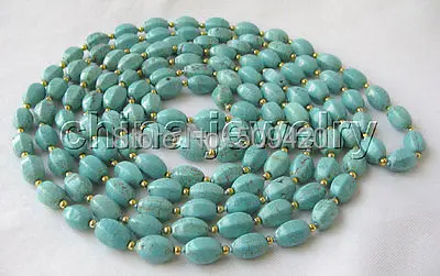 

W&O655 >>Beautiful 65" 12mm natural turquoise necklace