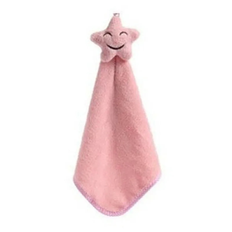 4 PINK Мягкое мультяшное Коралловое бархатное подвешивающее полотенце для чистки рук, детское полотенце для ванной, домашнее Впитывающее Воду полотенце - Цвет: 4 PINK