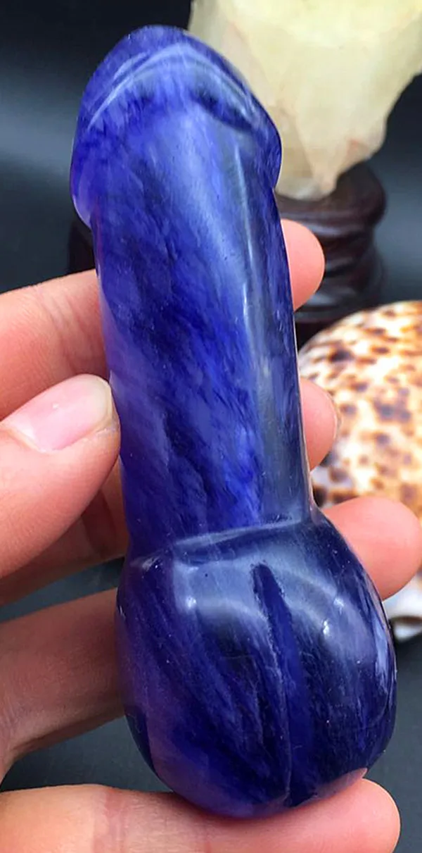Синий плавленый кварц Кристальный массаж пенис дымовая трубка, хорошо для женского здоровья