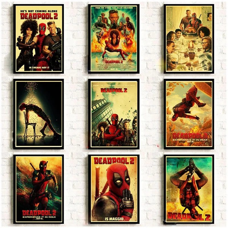 

New Marvel Movie Deadpool 2 poster kraft paper printed wall stickers children room decor cartoon anime poster art painting