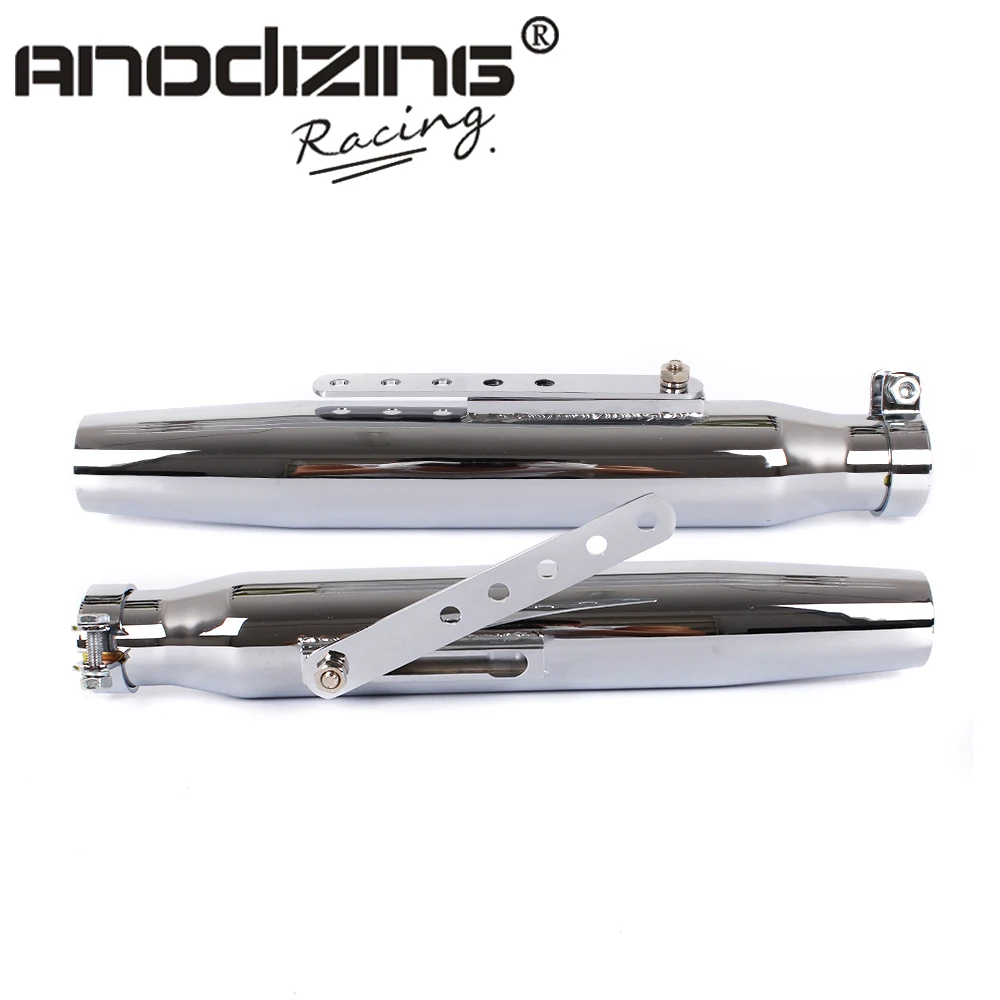 

Retro chrome Motorcycle Exhaust Pipe Shield 2 piece Muffler Silencer Heat Cover Heel Guard