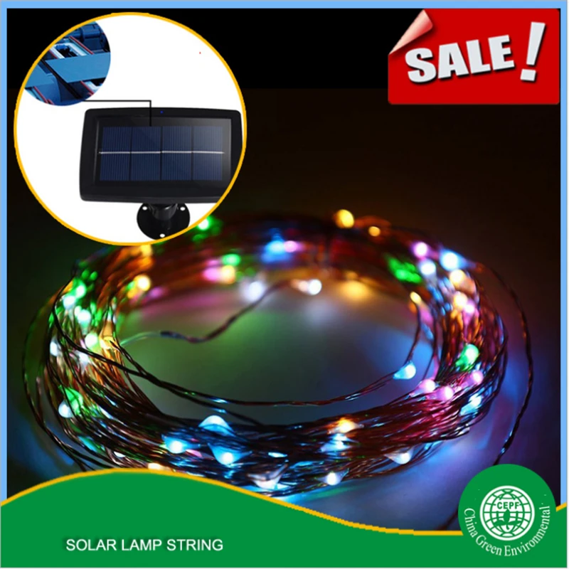 12M 100 led Solar string for Christmas,Flexible holiday copper wire lamp ,party decoration outdoor wire free color barrier light