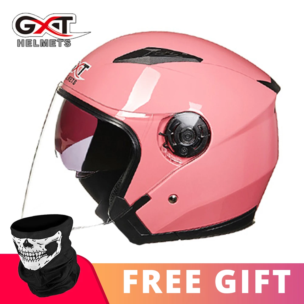 GXT Лето мотоциклетный шлем с открытым лицом двойной объектив Casco Шлем Мотоцикл Скутер Capacete защитный шлем козырек для мотоцикла - Цвет: 512 Bright Pink